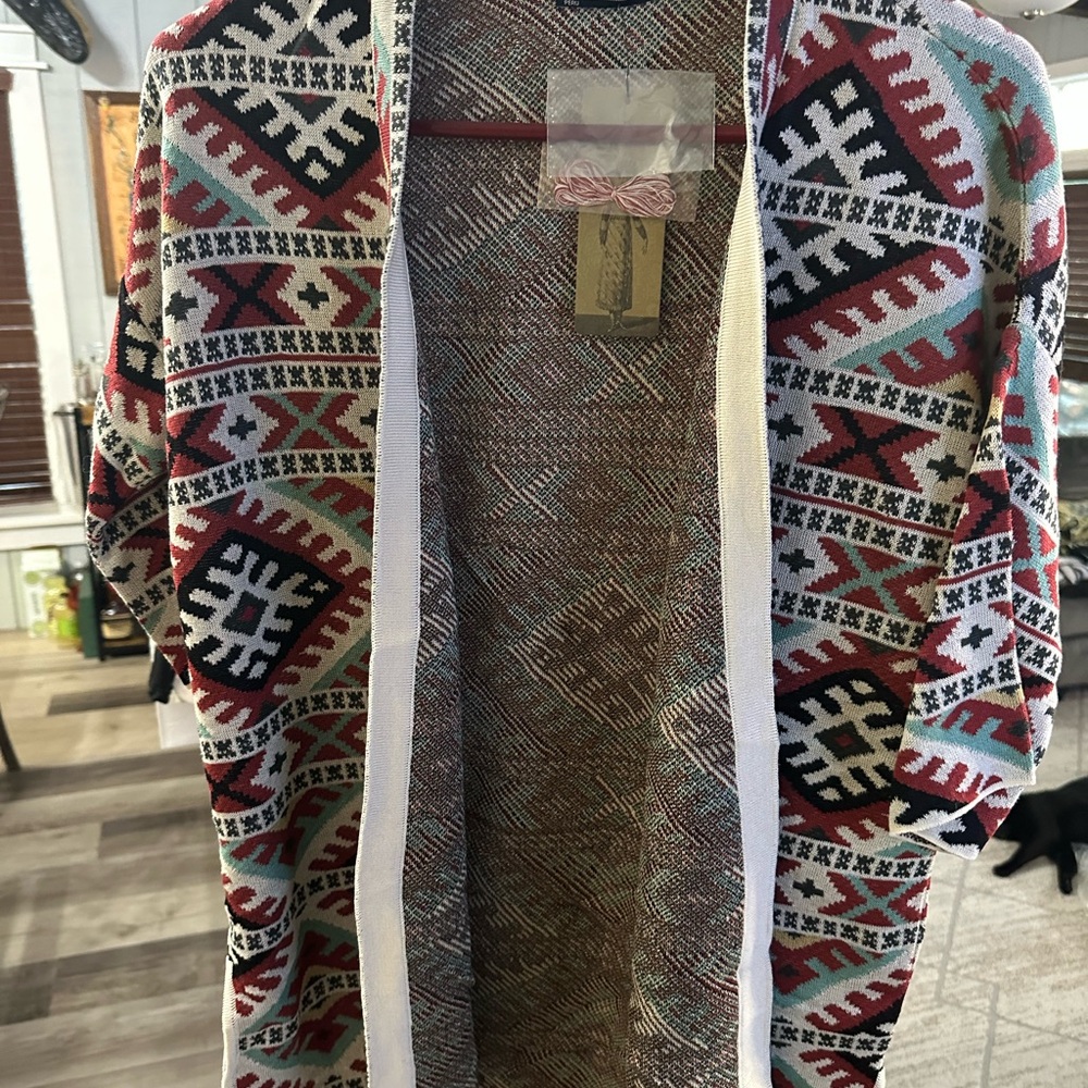 Peruvian Connection Red and Black Geometric Jacket